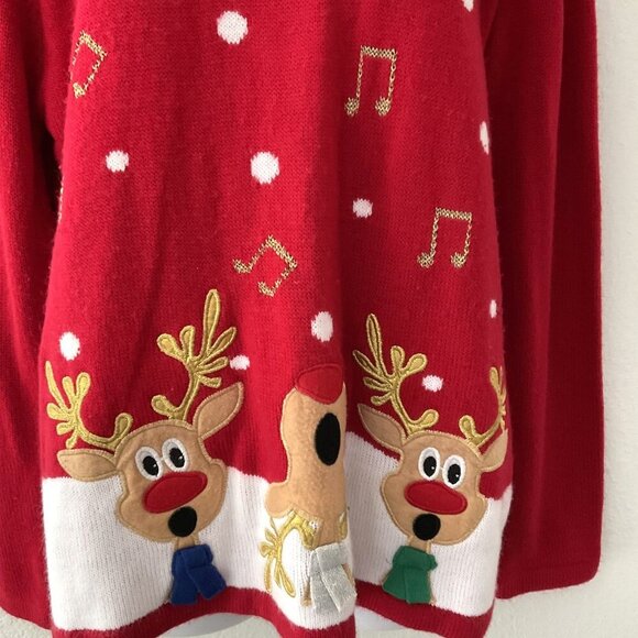 FA LA LA LA LA REINDEER UGLY HOLIDAY TIME SWEATER - Picture 4 of 9